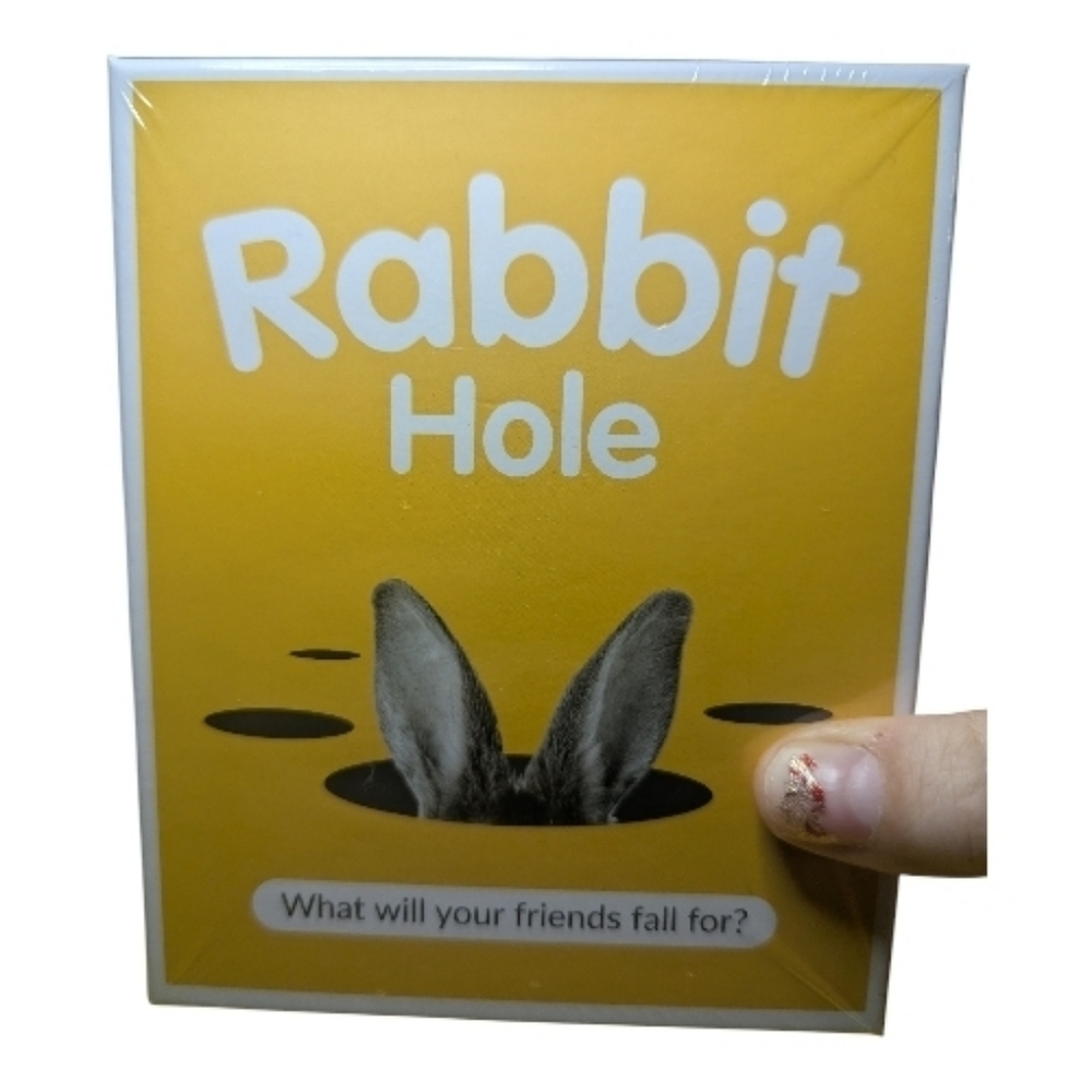Rabbit Hole Game Cards Yellow What Will Your Friends Fall For? Age To 10+